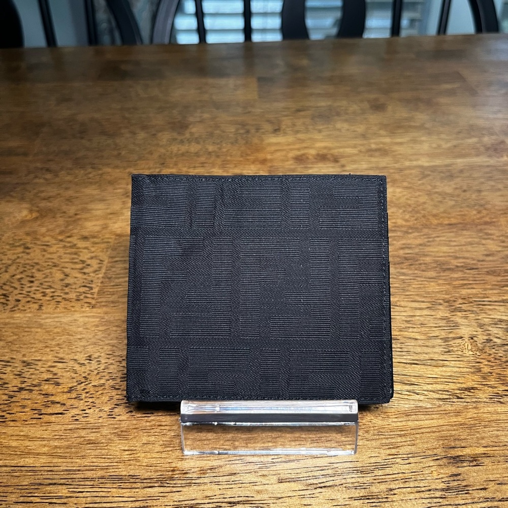 Fendi Black Nylon/Leather Bifold Wallet with Embossed Logo